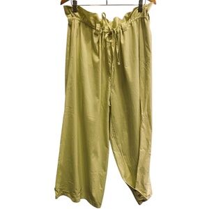 NWT Free People Cotton Bring The Beach Light Yellow Wide Leg Pants sz S